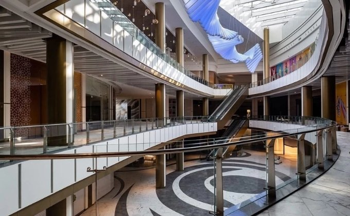 Decorative stainless steel sheets was used in balcony railings and lobby ceilings